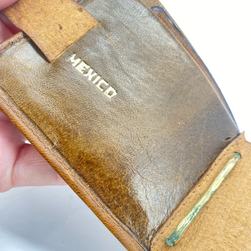 Vintage Leather Wallets Set of 2 Gotham Leather Goods Bifold Mexico Brown Black